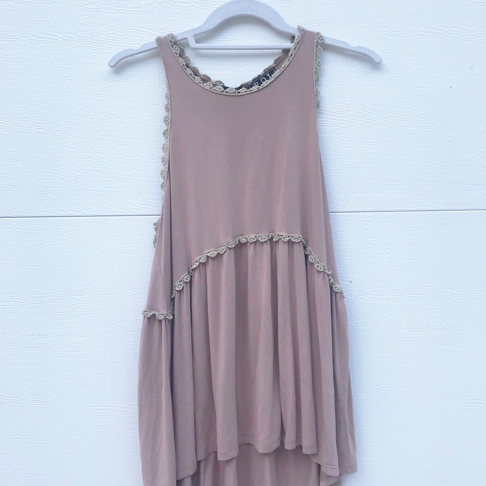 POL CLOTHING Nude Crochet Tank Top